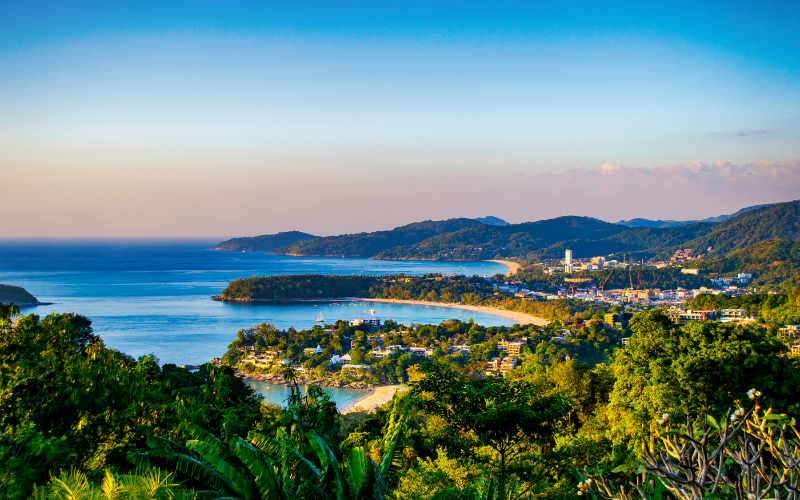 View Point Of Kata Beach, Kata Noi, Karon Beach In Phuket, Thailand. Beautiful Aerial View