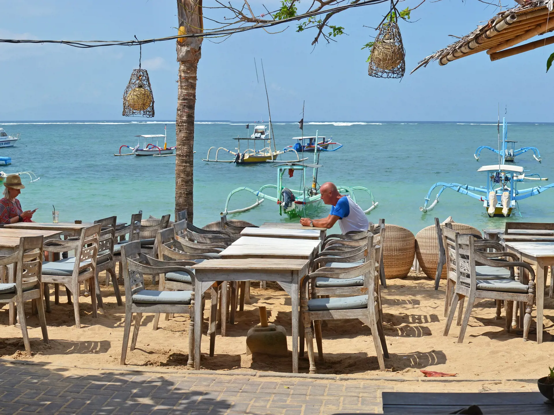 Beachside Restaurant Panorama at Sanur beach in the afternoon..jpg