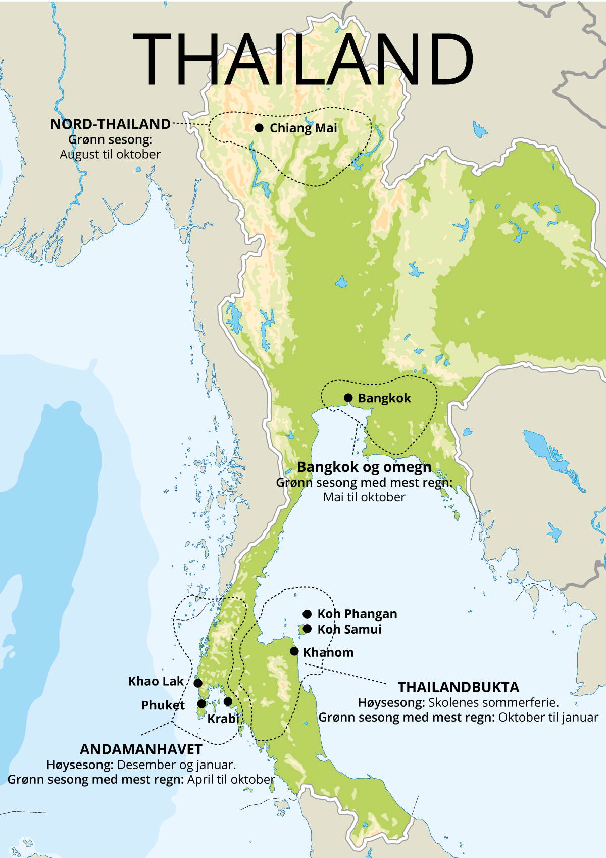 Thailand Kort Med Regntid Norsk