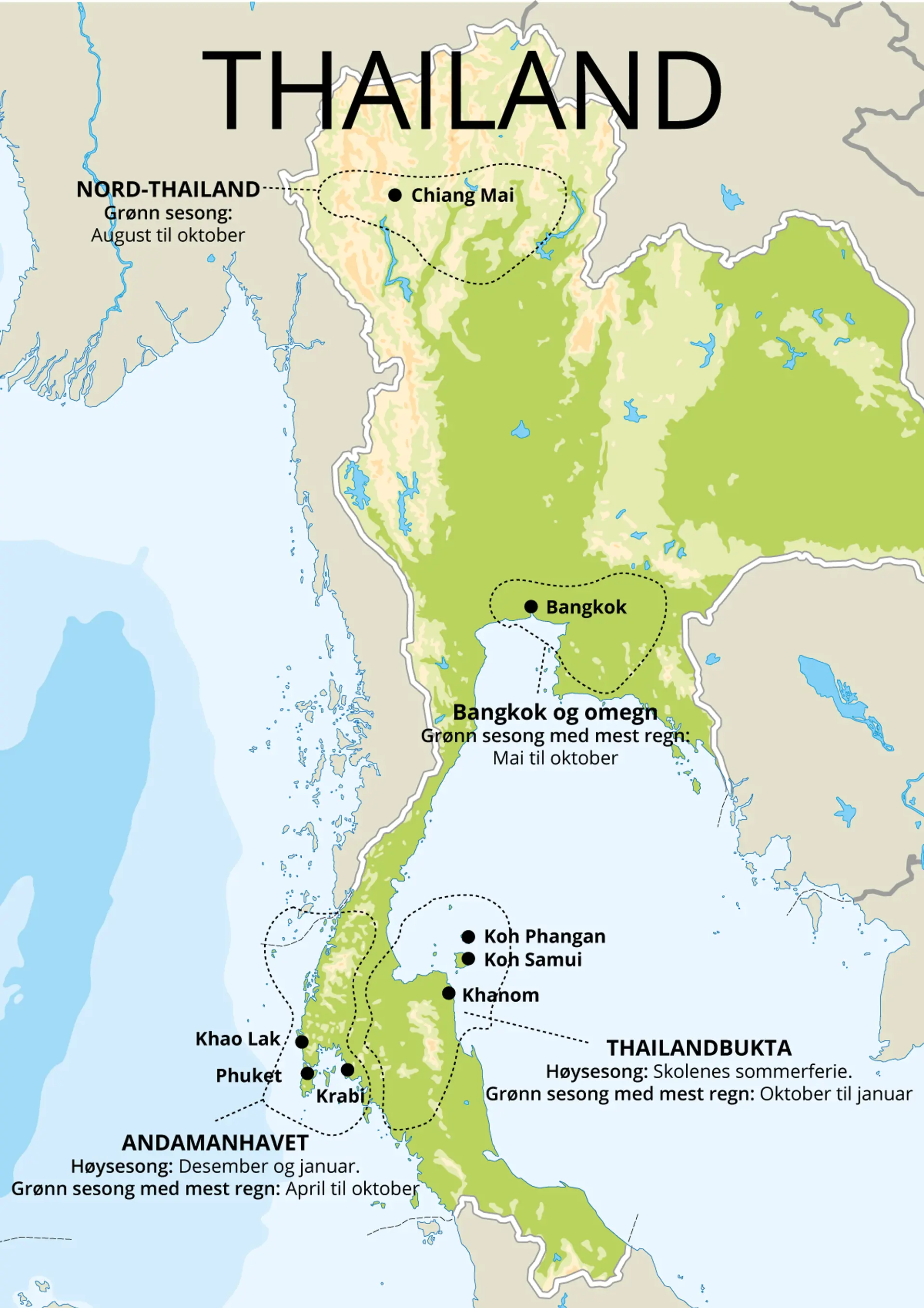 Thailand Kort Med Regntid Norsk