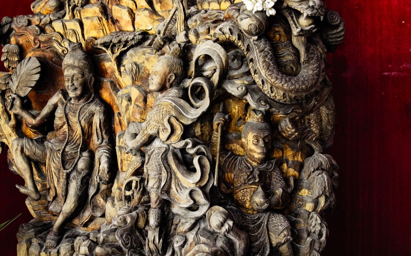Temple Carving At Big Buddha Phuket Thailand