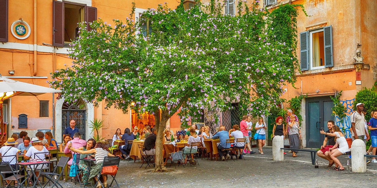 Trastevere er et flott sted for en lunsj etter en omvisning i Vatikanet