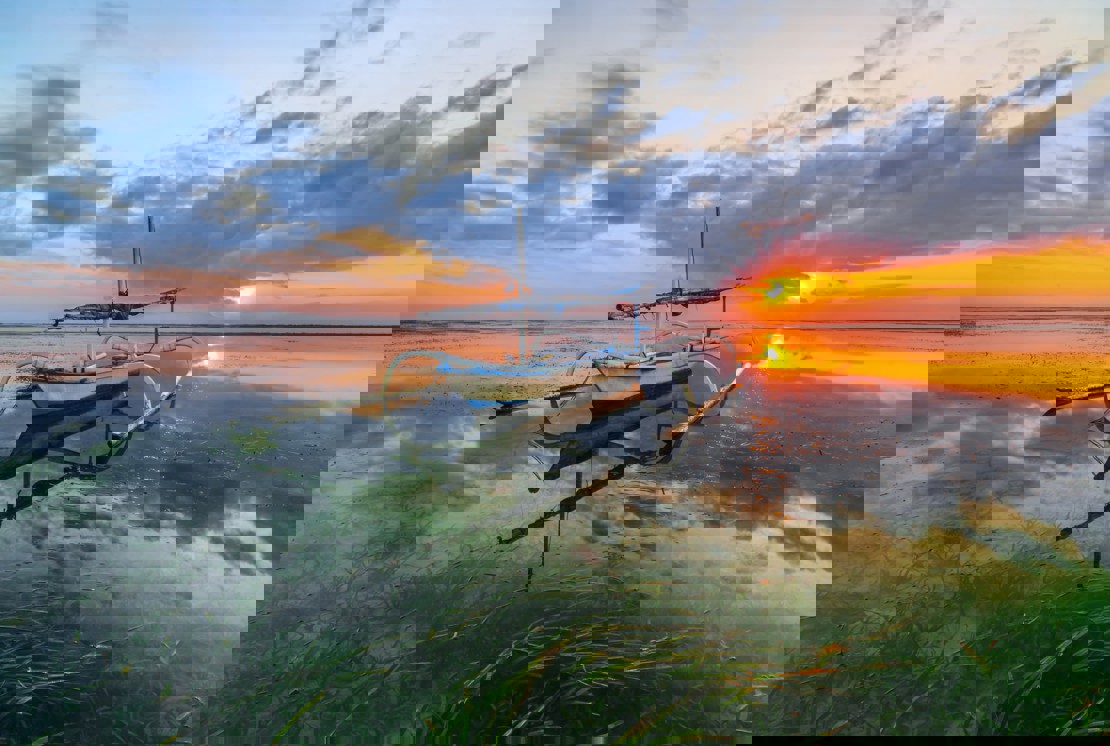 Morning Reflektion At Sanur Beach Island Bali By Making Jukung A Point Of Interest