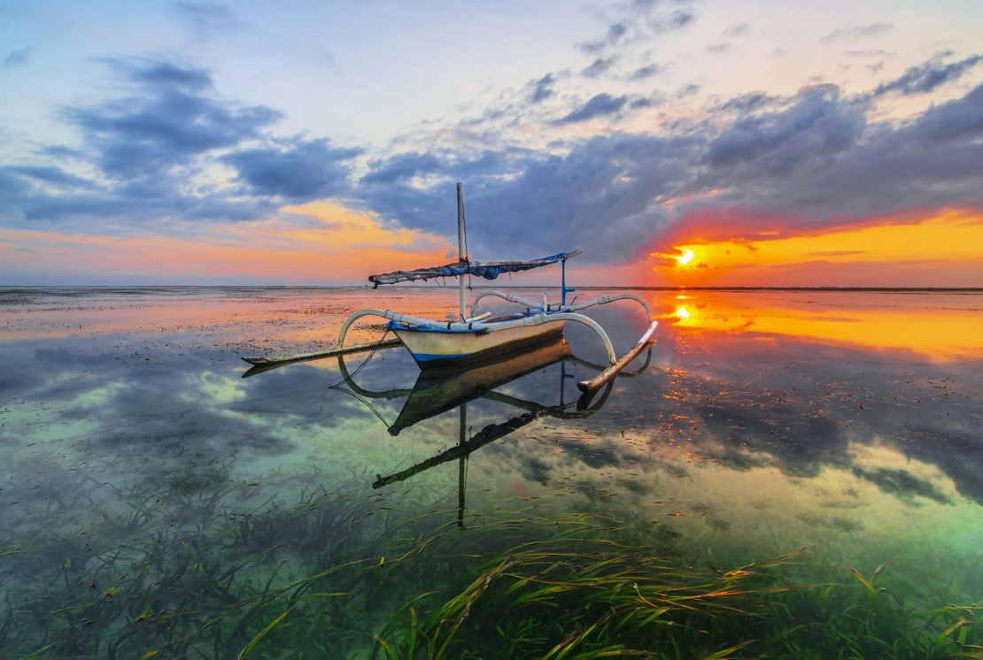 Morning Reflektion At Sanur Beach Island Bali By Making Jukung A Point Of Interest