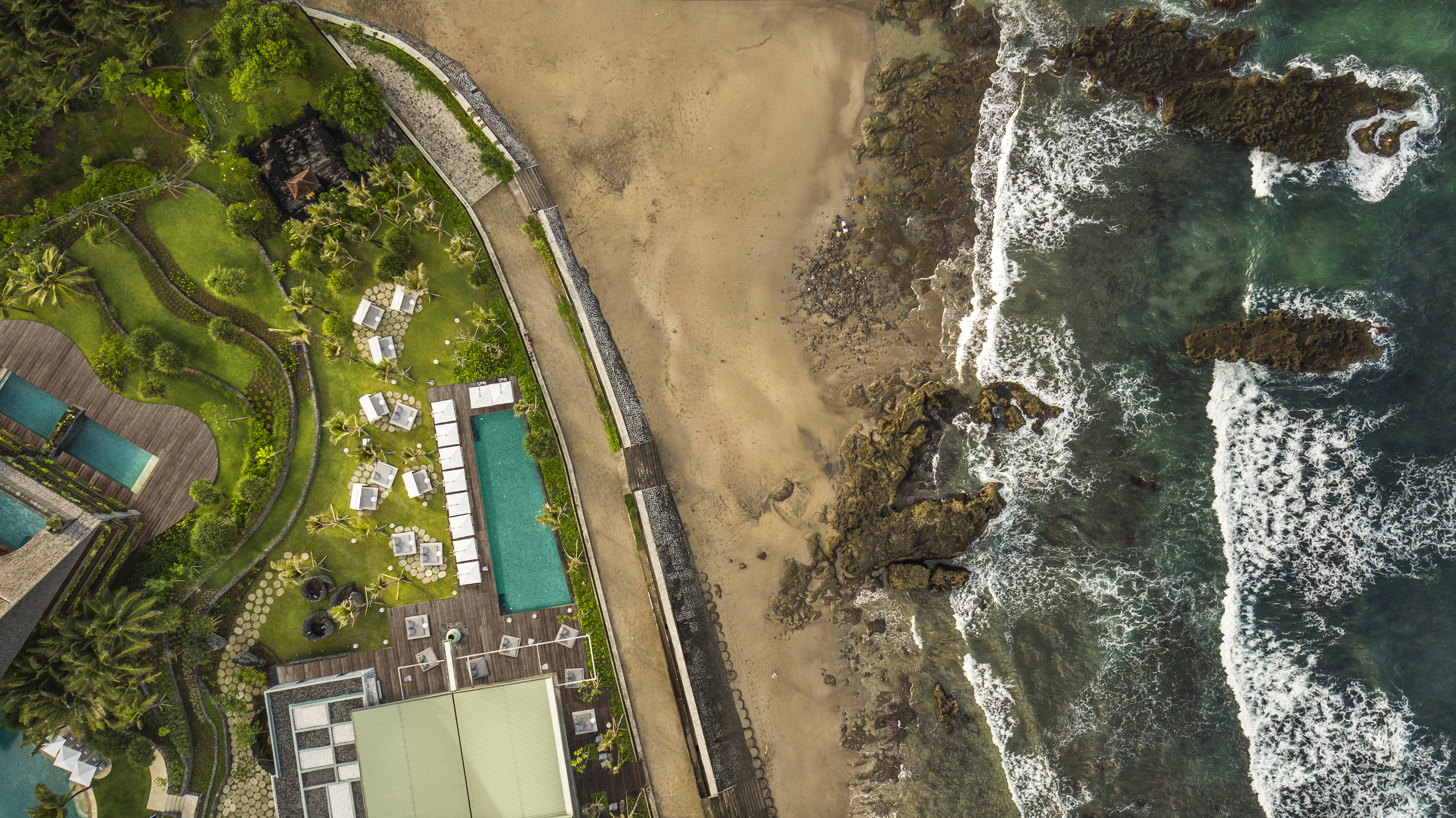 Aerial View Of The COMO Beach Club Pool And The Beach