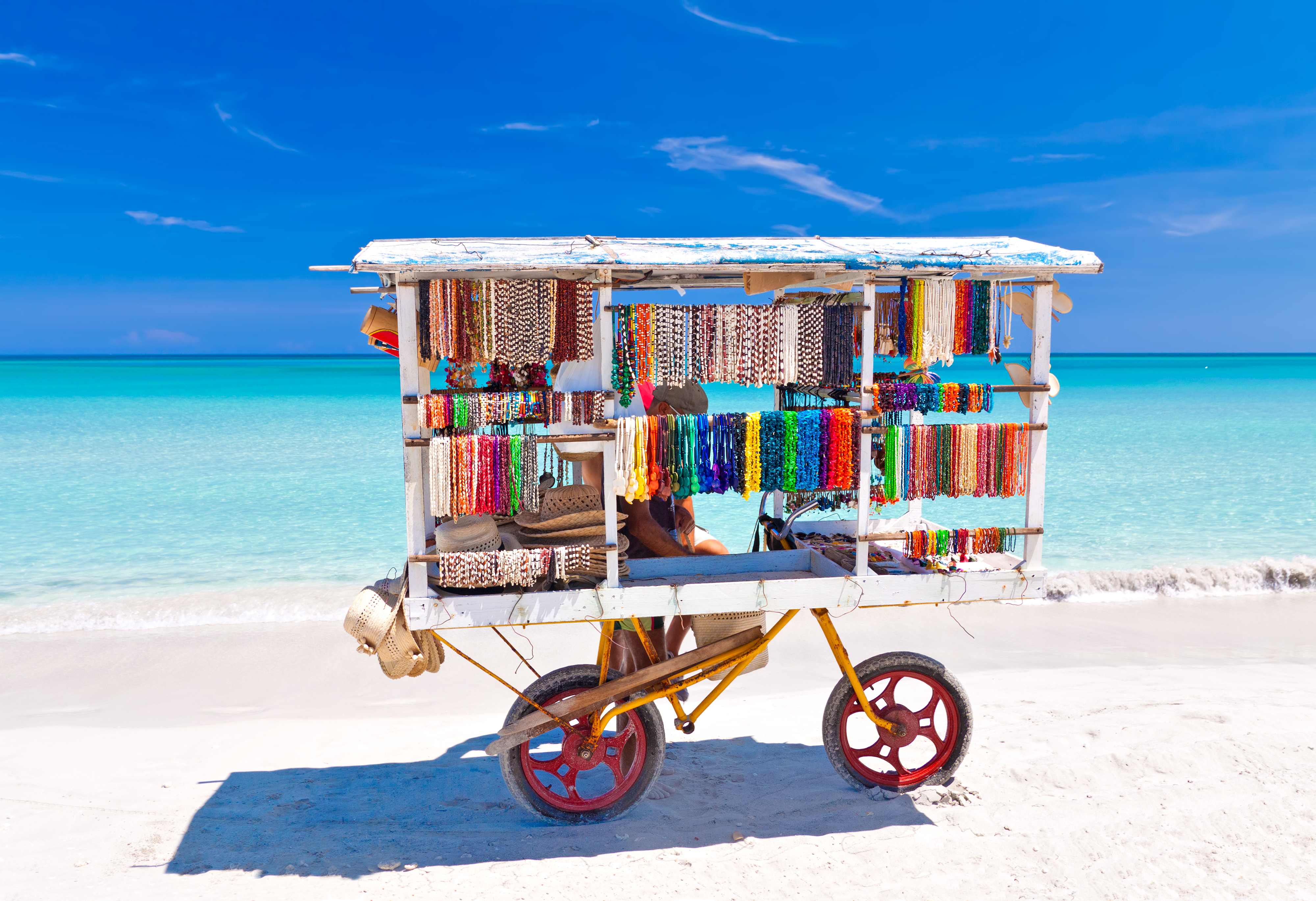 shutterstock_81872851 Cart selling typical souvenirs on the beautiful cuban beach of Varadero.jpg