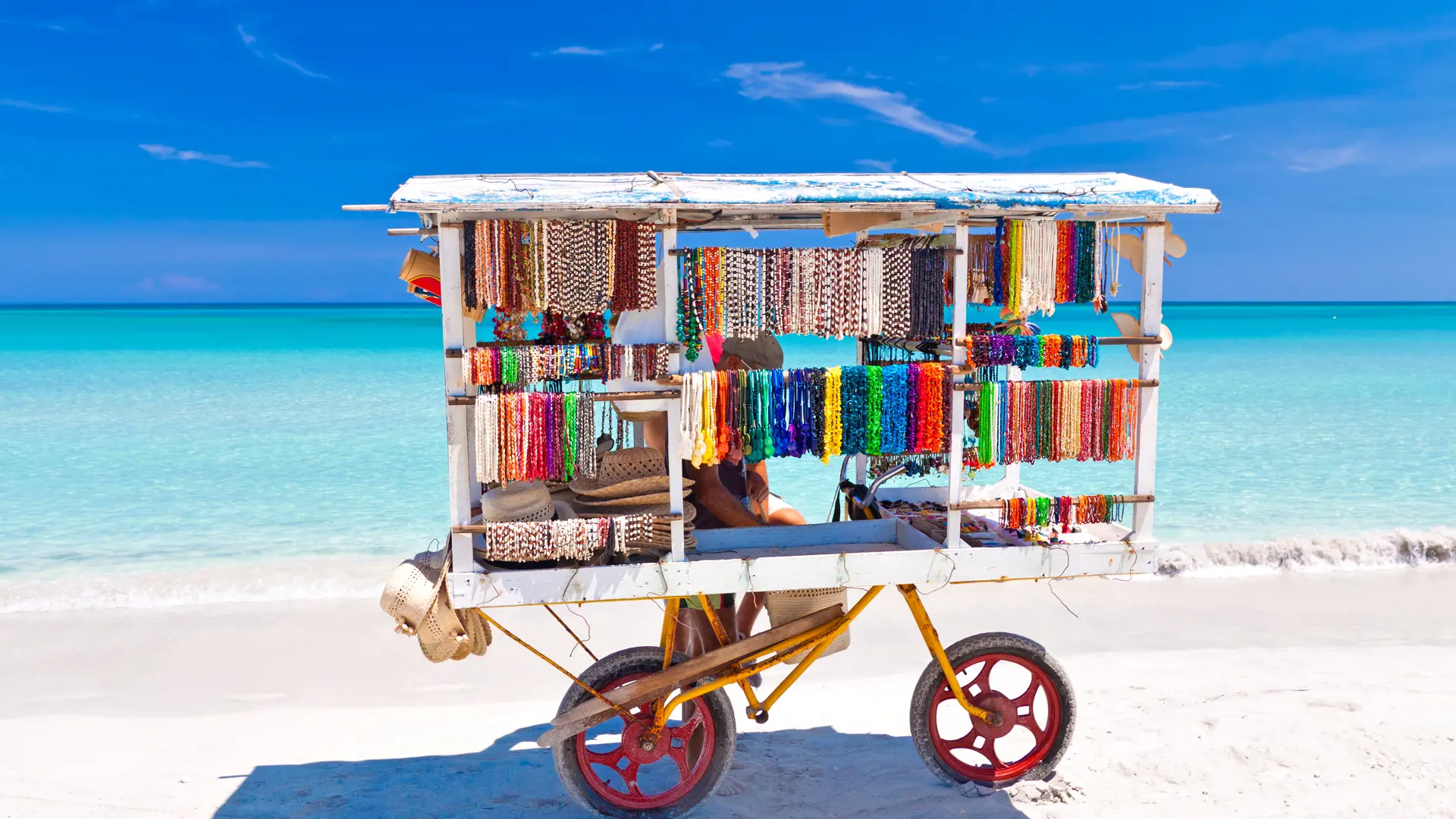 shutterstock_81872851 Cart selling typical souvenirs on the beautiful cuban beach of Varadero.jpg