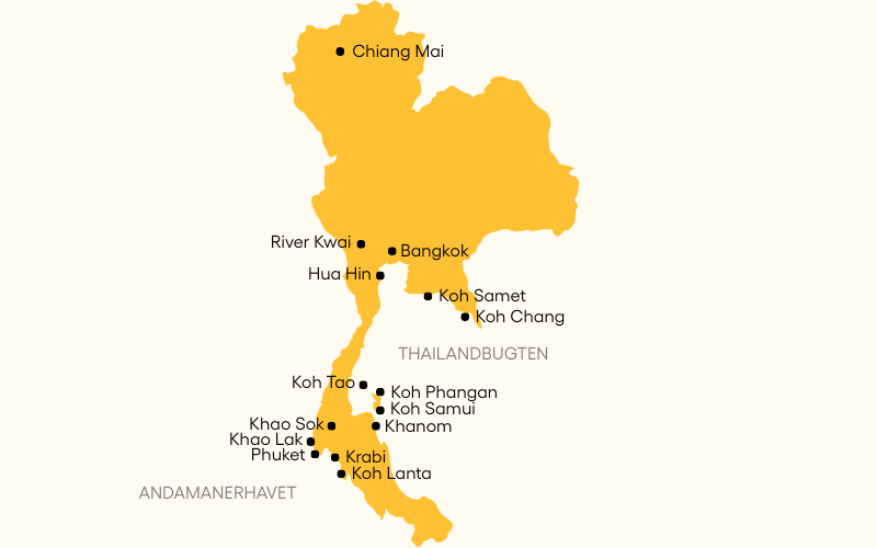 Thailand Kort TIL VEJRSIDE