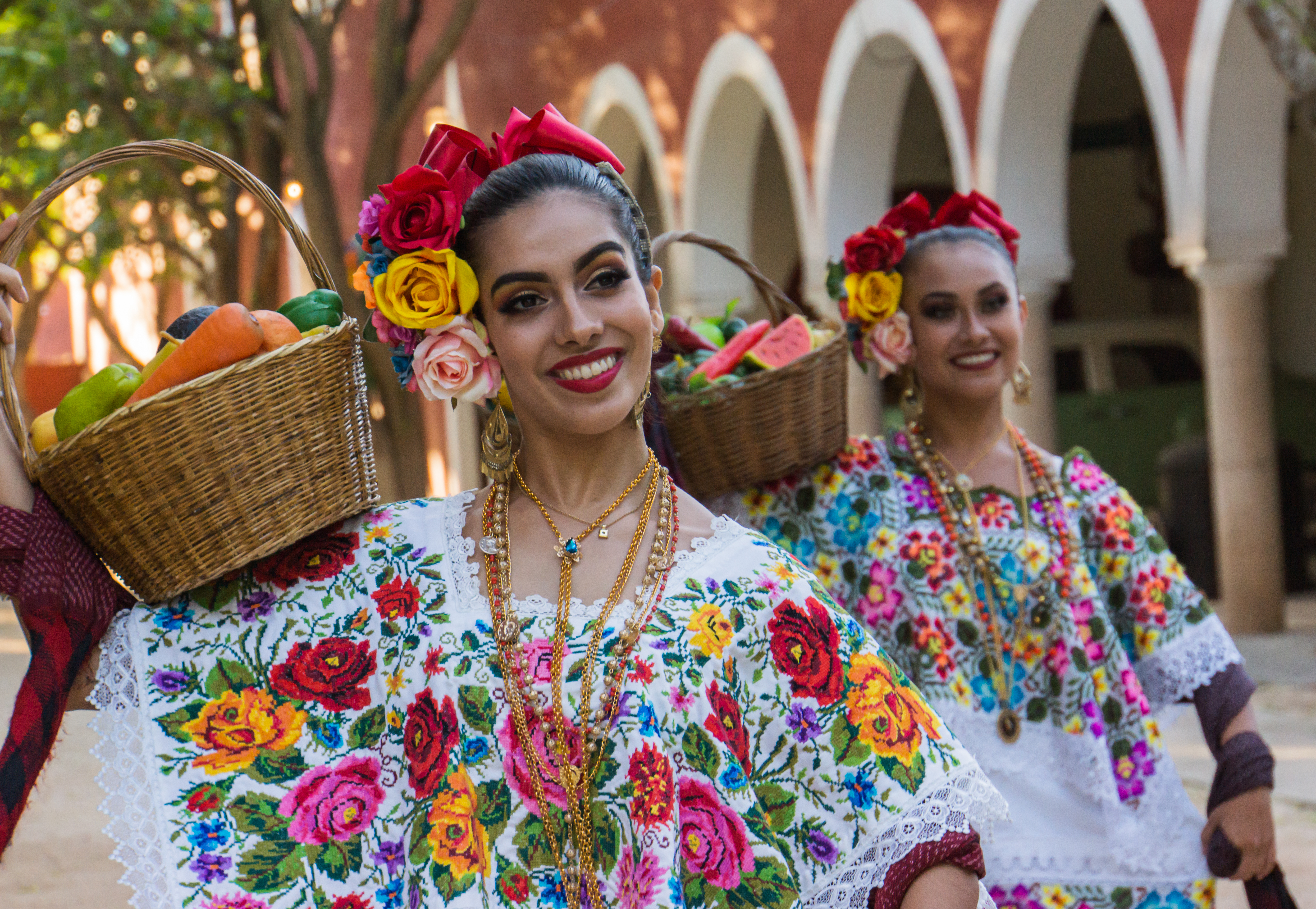 Shutterstock 1729446625 Merida,Yucatanmexico February 29,2020Female Folk Dancers In Traditional Costumes Performing The Fruit Basket Dance