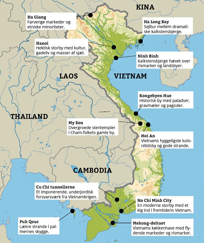 Kort Over Vietnam Med Seværdigheder